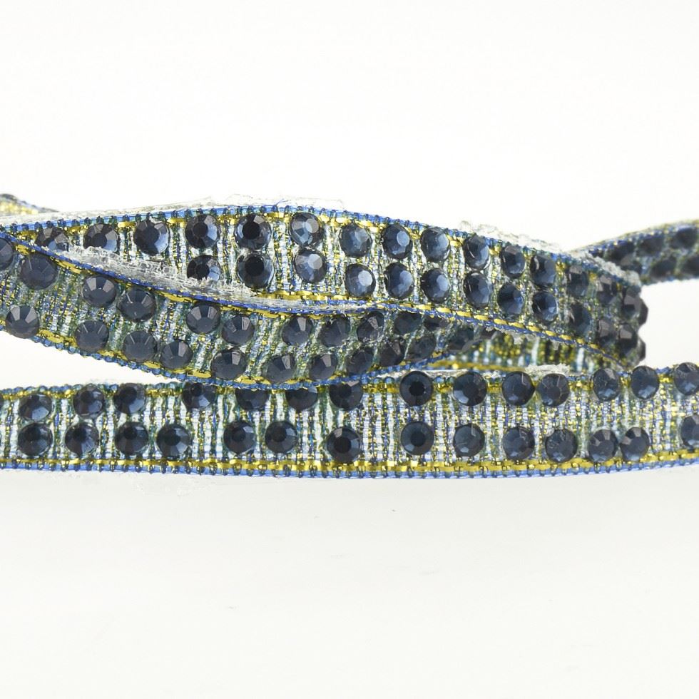 Stephanoise Iron On Rhinestone Trim Navy Blue
 