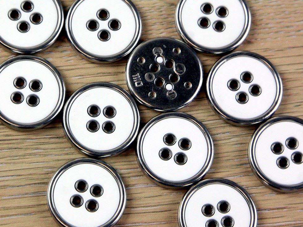 Dill White Round Metal Buttons (Value Pack)
