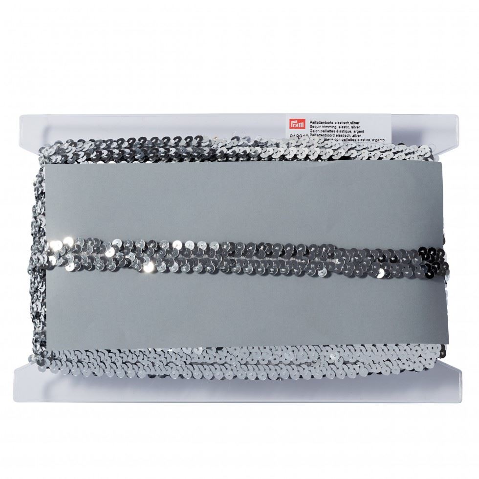 Prym Sequin Elastic Trim Silver
 