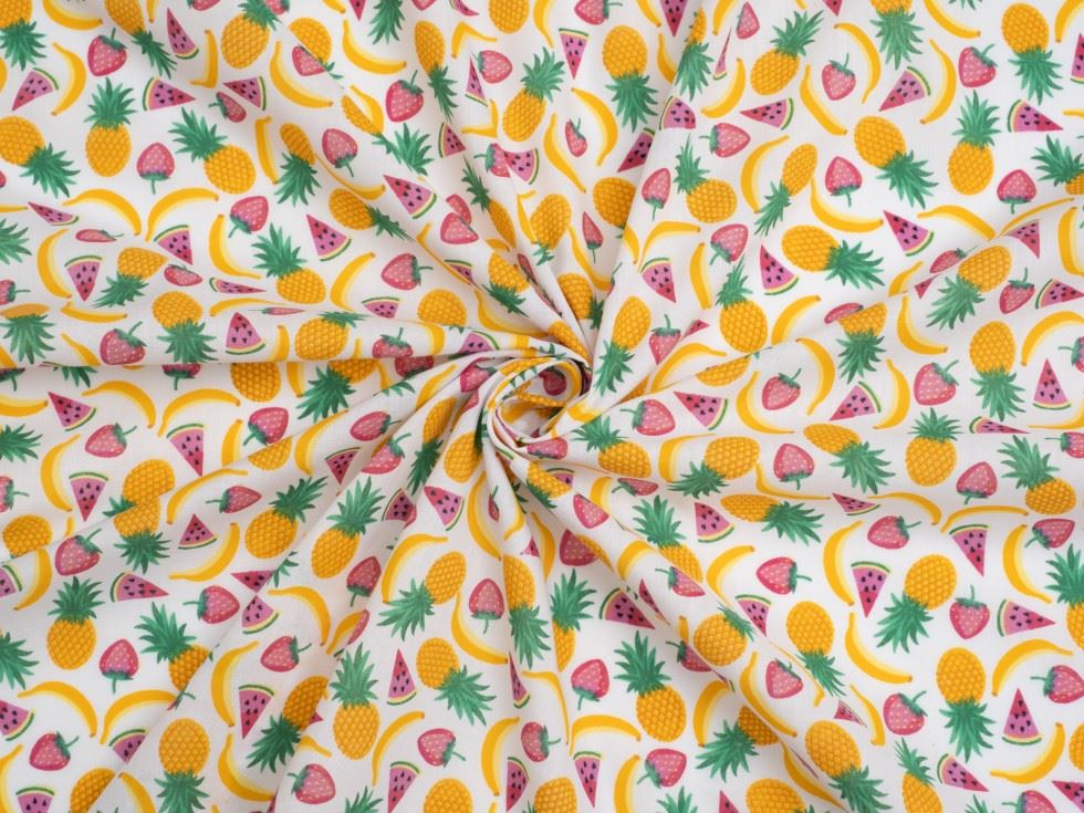 White Printed Polycotton Fabric