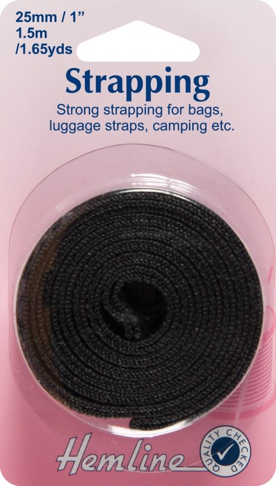 Hemline Black Bag Strap Webbing