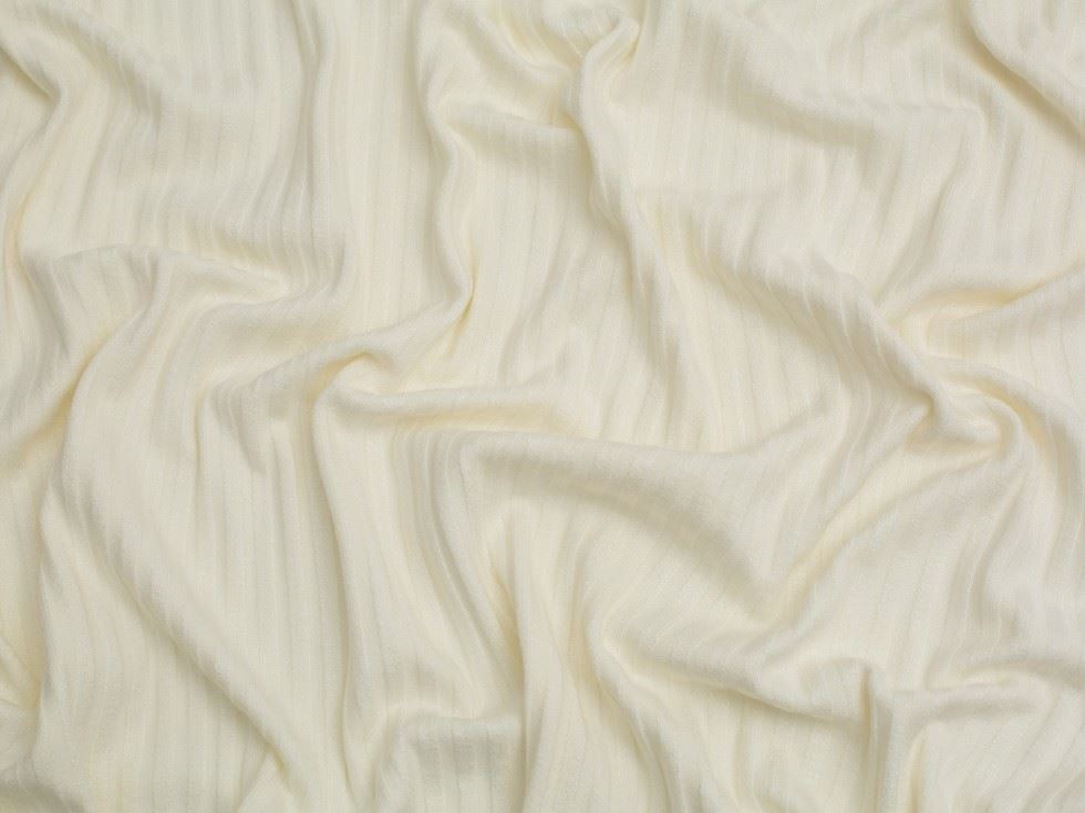 Minerva Core Range Ivory Viscose Rib Stretch Knit Fabric