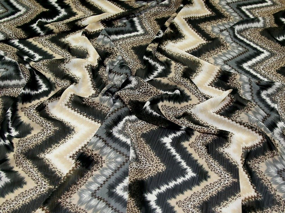 Grey Multi Deadstock Crinkle Sheer Chiffon Fabric