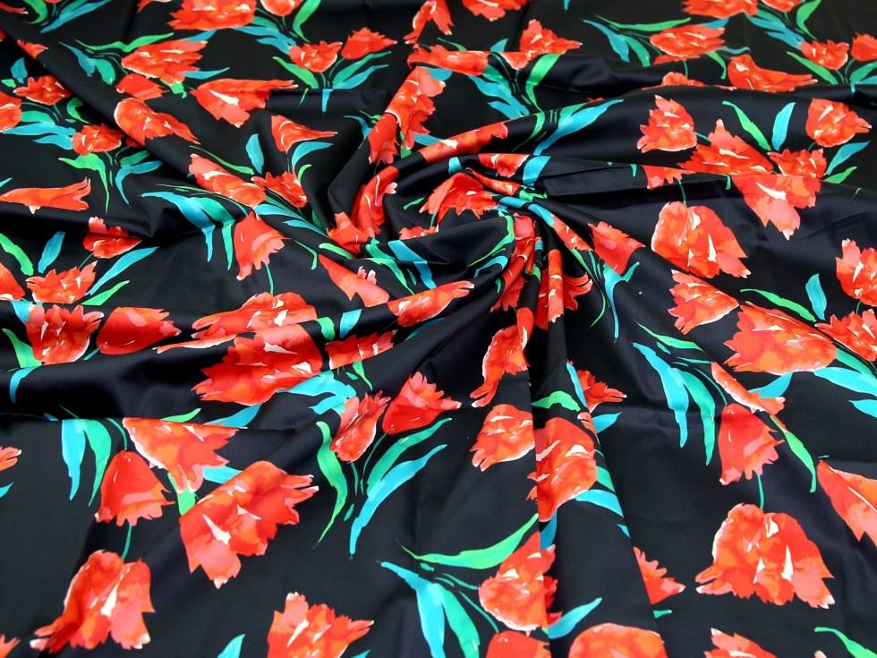 John Kaldor Red On Midnight Lizzano Cotton Sateen Fabric