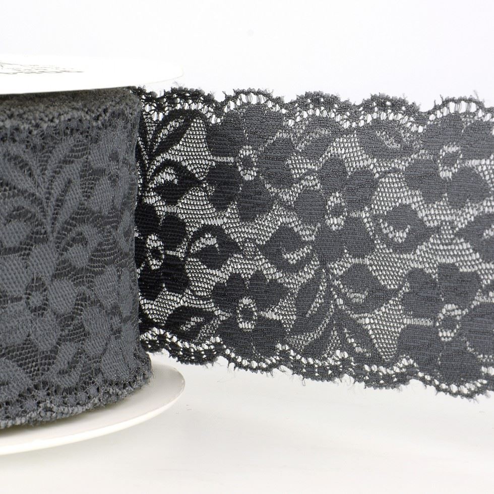 Stephanoise Grey Stretch Lace Trim
