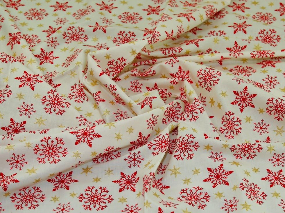 Cream Deadstock Glitter 100% Cotton Fabric