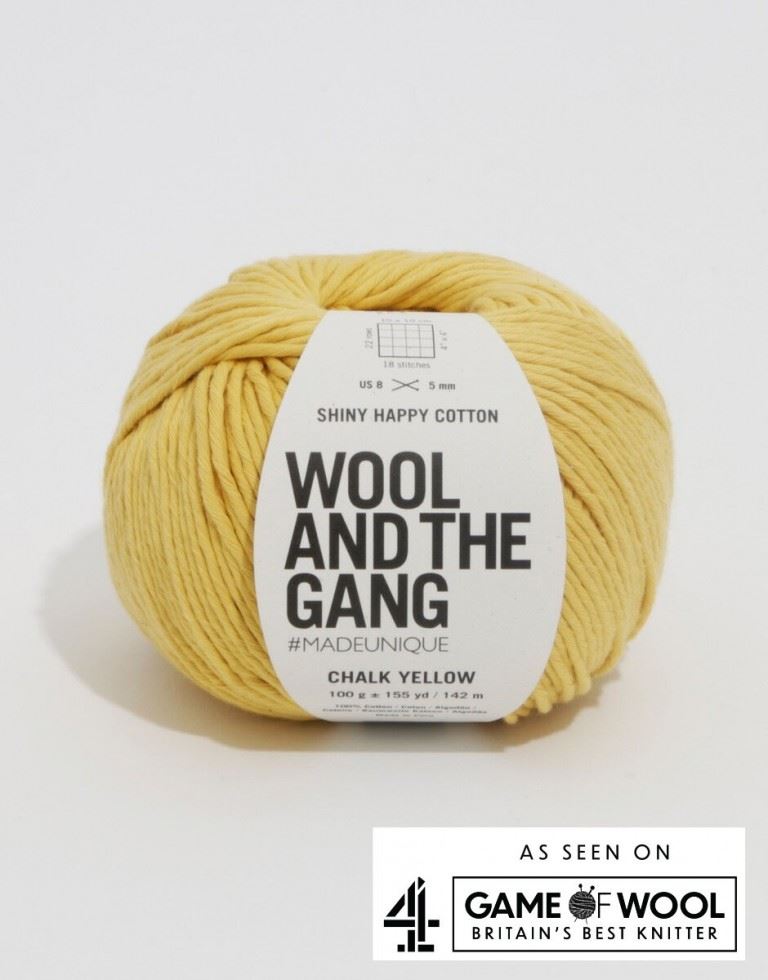 Wool And The Gang Chalk Yellow Shiny Happy Cotton Aran Yarn