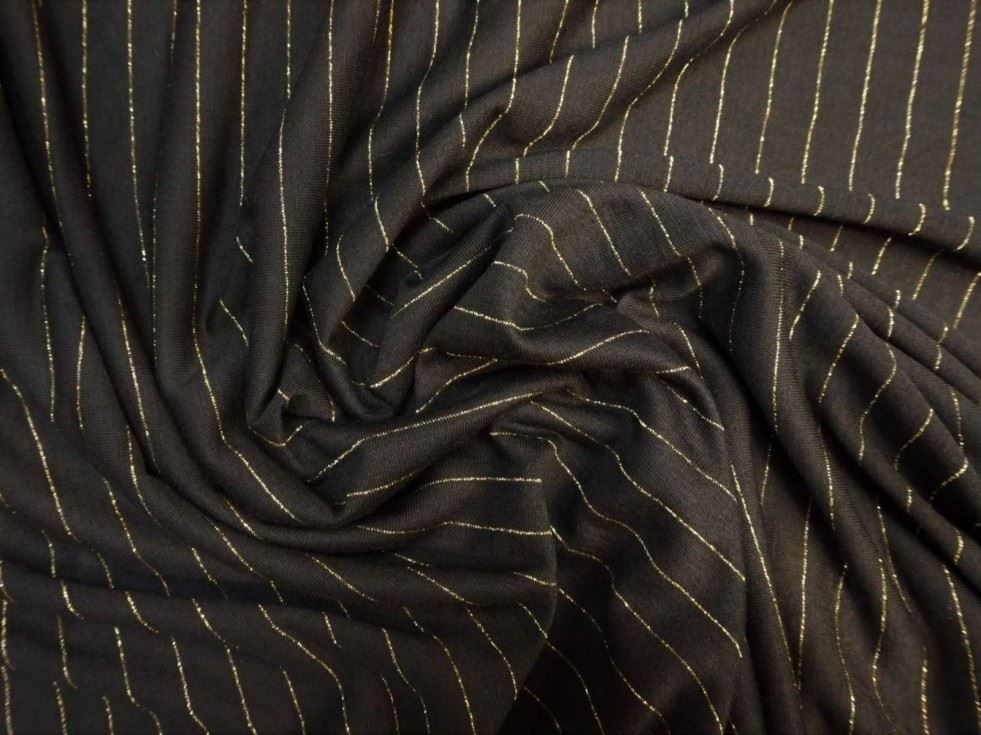Lady Mcelroy Black & Gold Lurex Viscose Jersey Stretch Knit Fabric