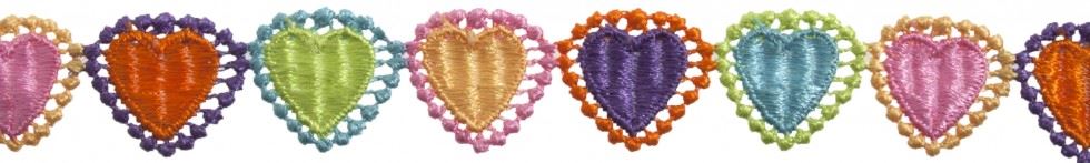 Essential Trimmings Multicoloured Heart Guipure Lace Trim (Value Roll)