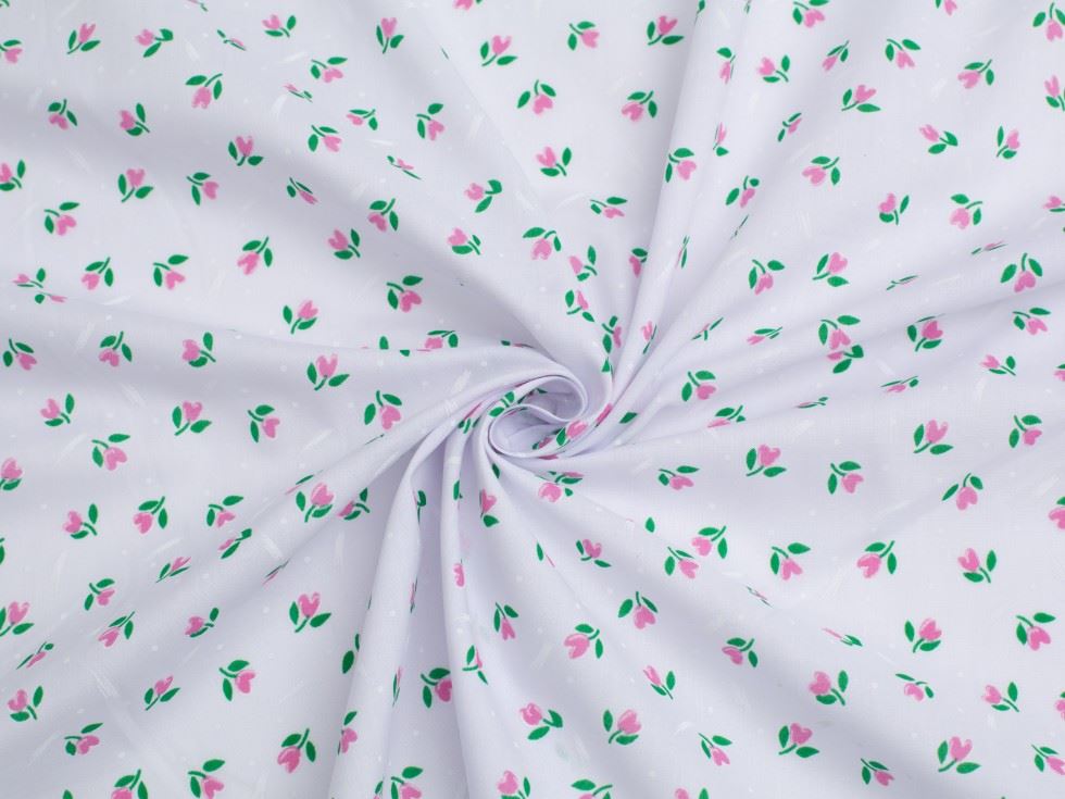 Pink Printed Polycotton Fabric