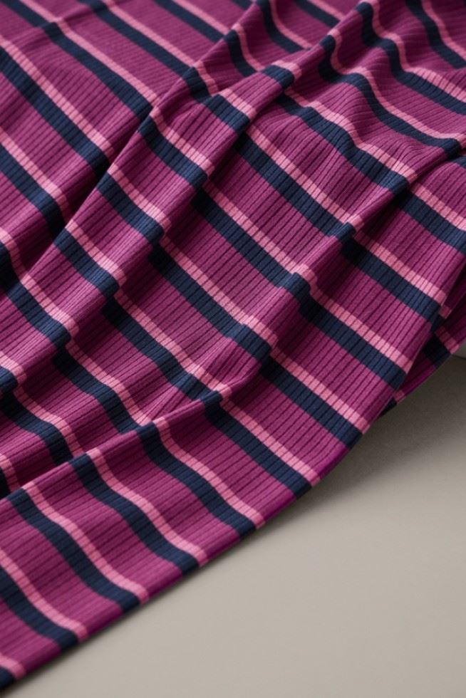 Meet Milk Cherry Derby Stripe Tencel Modal Rib Stretch Knit Fabric