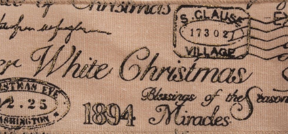 Glitter Christmas Ribbon Black on Natural
 