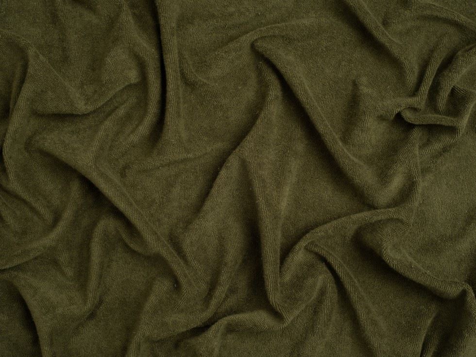 Minerva Core Range One Sided Cotton Towelling Fabric Olive Green