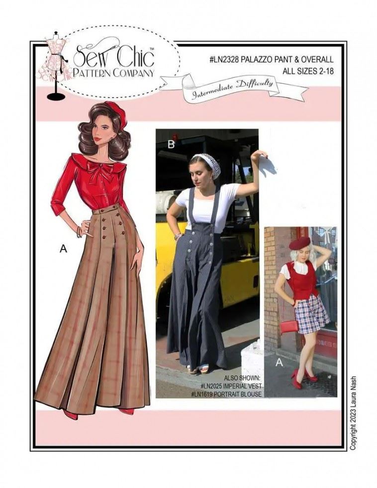 Sew Chic Paper Sewing Pattern Palazzo Pants Overalls & Shorts
 