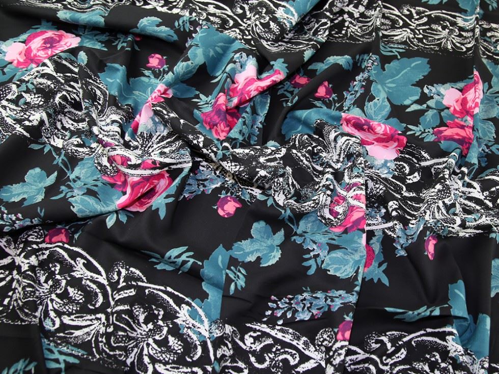 Black Deadstock Cotton Lawn Fabric