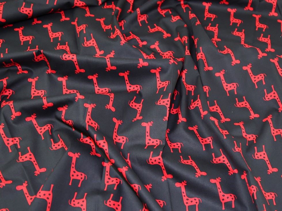 Deadstock 100% Cotton Poplin Fabric Black & Red