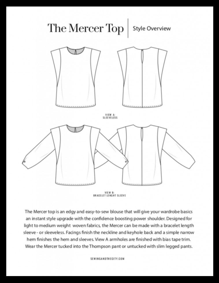 Sewing and the City Paper Sewing Pattern Mercer Top
 