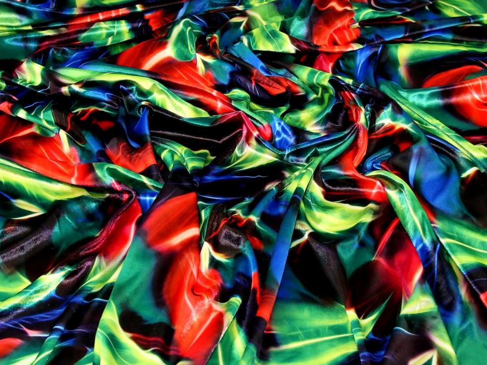 Deadstock Velvet Stretch Knit Fabric Green Multi
 