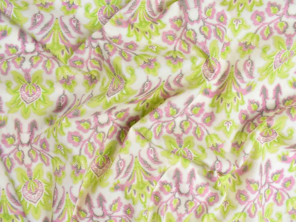 Storrs London Egyptian Cotton Lawn Fabric Pink & Green
 