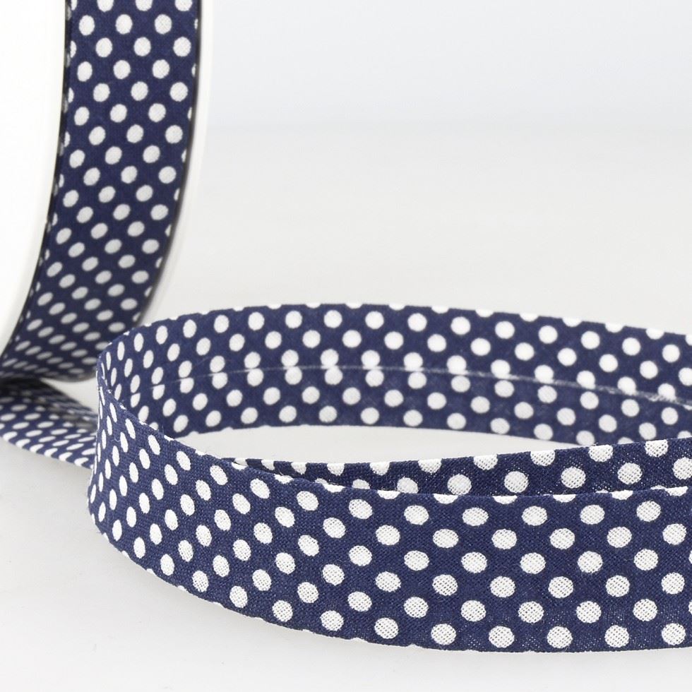Stephanoise Dotty Bias Binding Tape Navy Blue
 