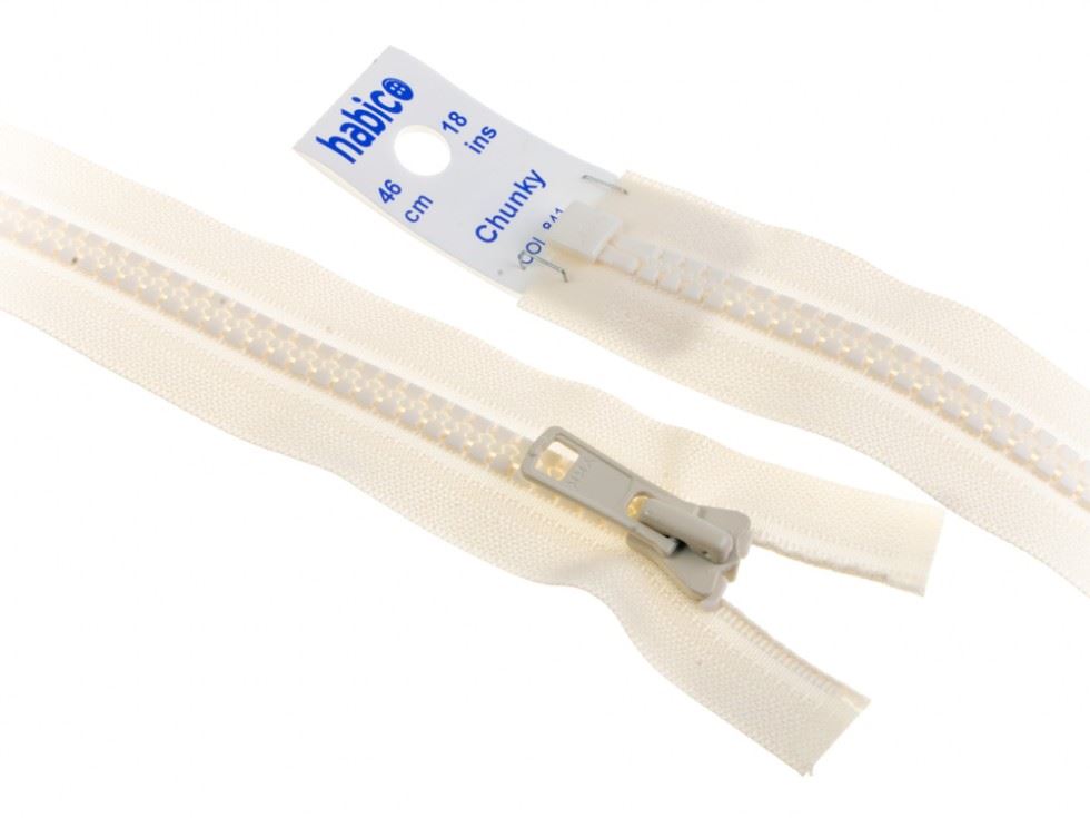 YKK Vislon Chunky Open End Zips Cream