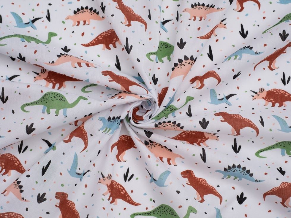 White Printed Polycotton Fabric