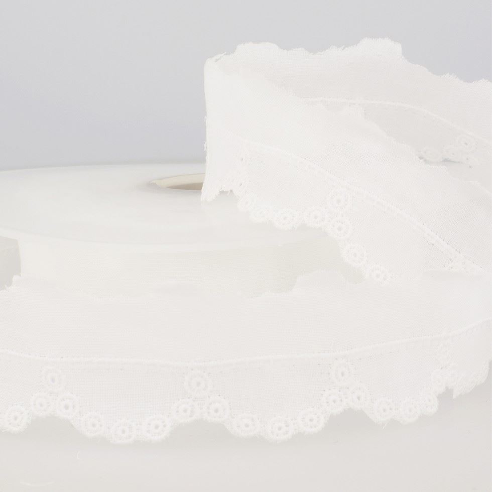 Stephanoise Broderie Anglaise Lace Trim White
 