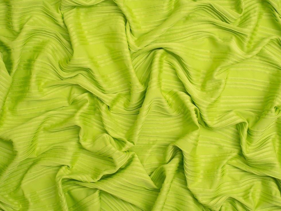 Minerva Core Range 3D Wave Textured Stretch Knit Fabric Lime Green
 