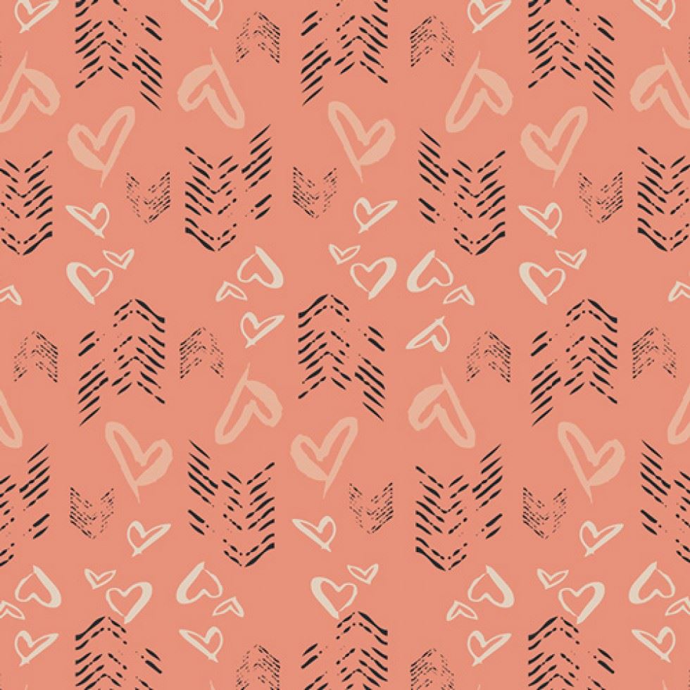 Art Gallery Fabrics Love Story 100% Cotton Poplin Fabric Hearts Fletching Blush