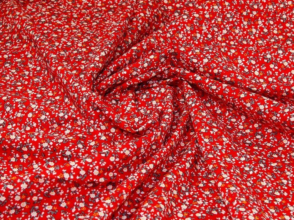 Red Deadstock 100% Cotton Poplin Fabric