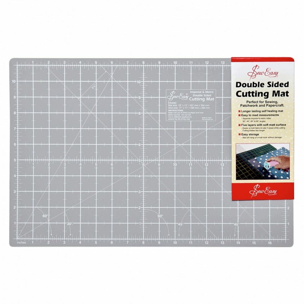 Minerva Double Sided Bi Coloured Cutting Mat Grey/Black/White Sew Easy Er4092.gb