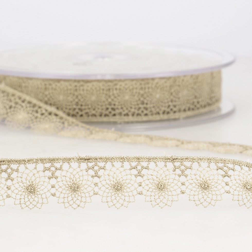 Stephanoise Taupe Embroidery Tulle Lace Trim