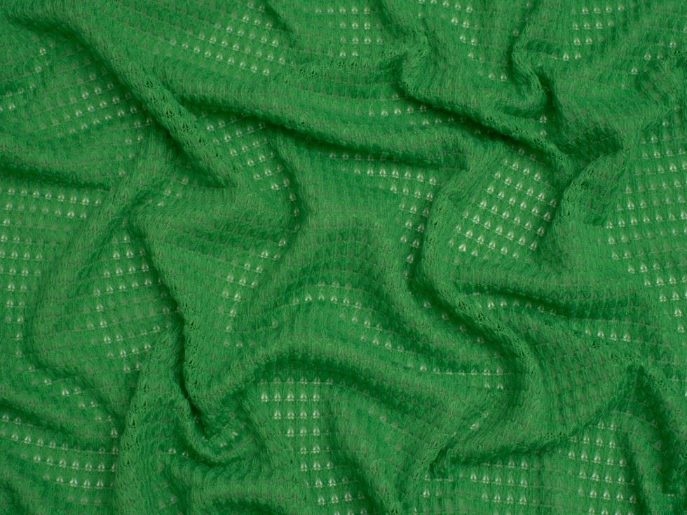 Minerva Core Range Crochet Lace Stretch Sweater Knit Fabric Emerald
 