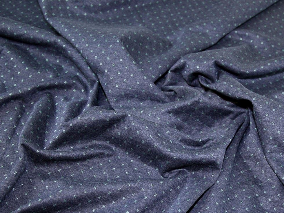 John Louden Navy & Turquoise Jacquard Stretch Knit Fabric