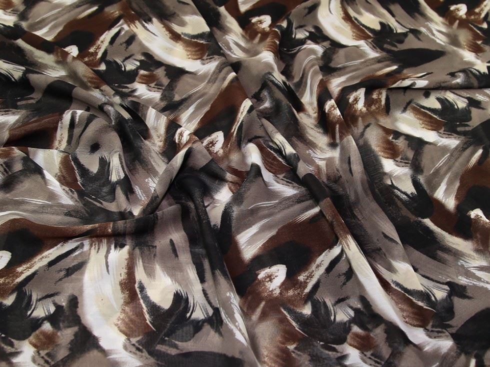 Brown Deadstock Crinkle Sheer Chiffon Fabric