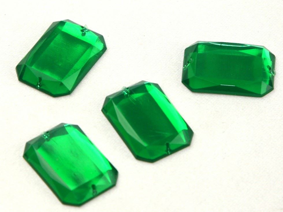 Lozenge Acrylic Jewels Emerald Green
 