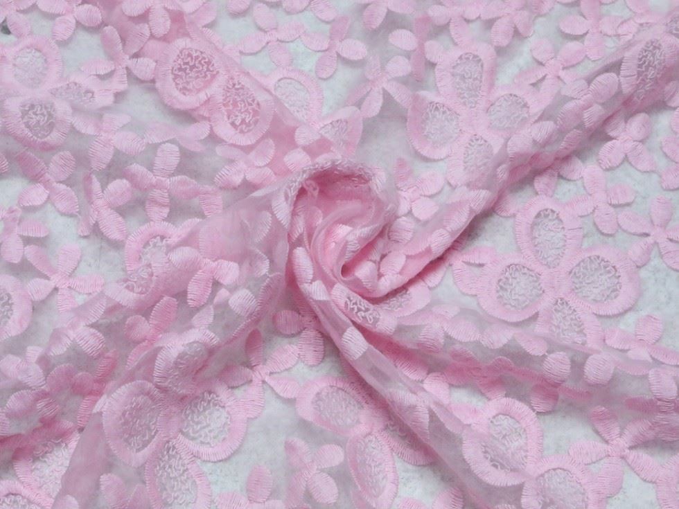 Pink Deadstock Guipure Lace Fabric