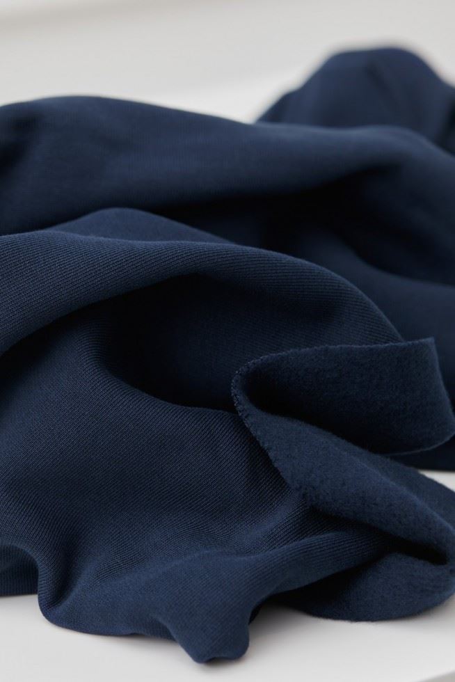 Mind The Maker Indigo Night Organic Fleece Back Sweatshirt Stretch Knit Fabric