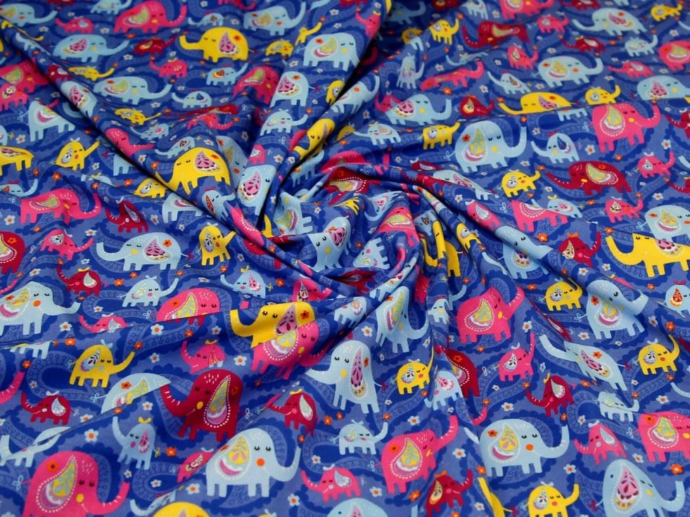 Blue Deadstock Cotton Jersey Stretch Knit Fabric