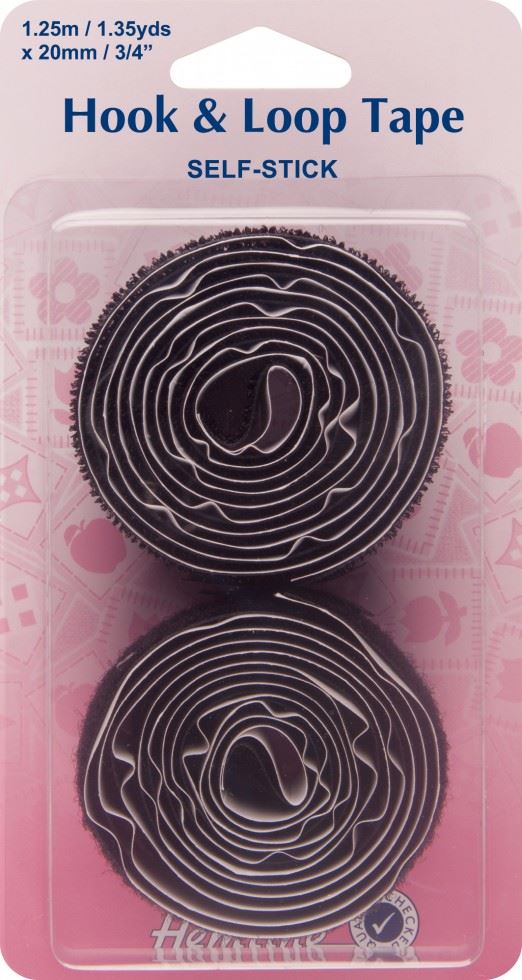 Hemline Black Stick On Velcro Strip