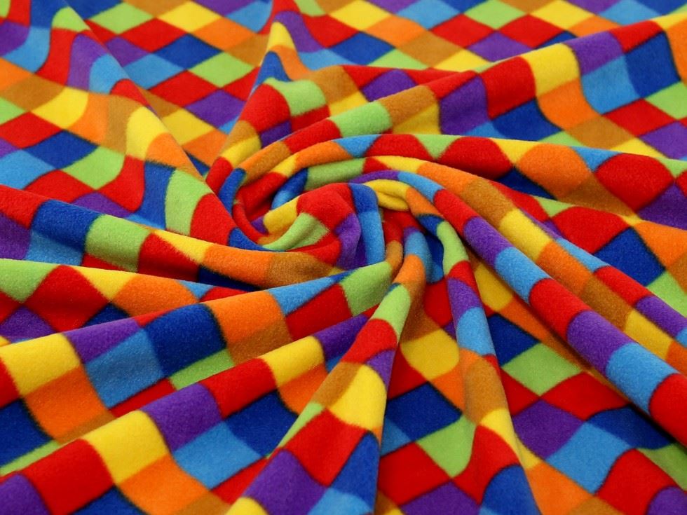 Polar Fleece Fabric Red Multicoloured
 