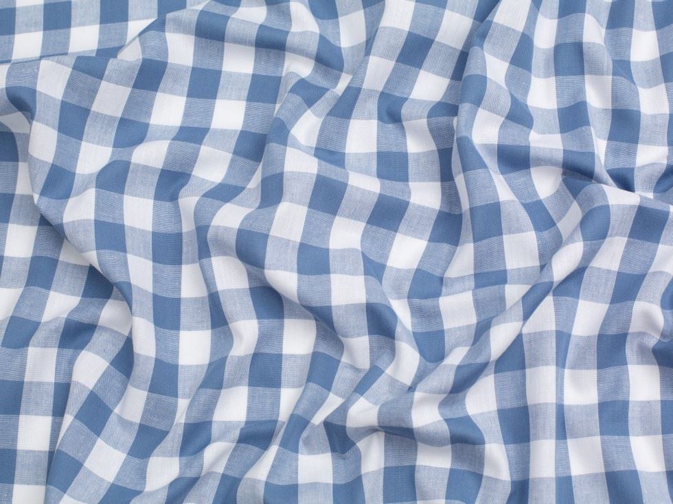 Minerva Core Range 3/4 inch 100% Cotton Gingham Fabric Indigo Blue
 