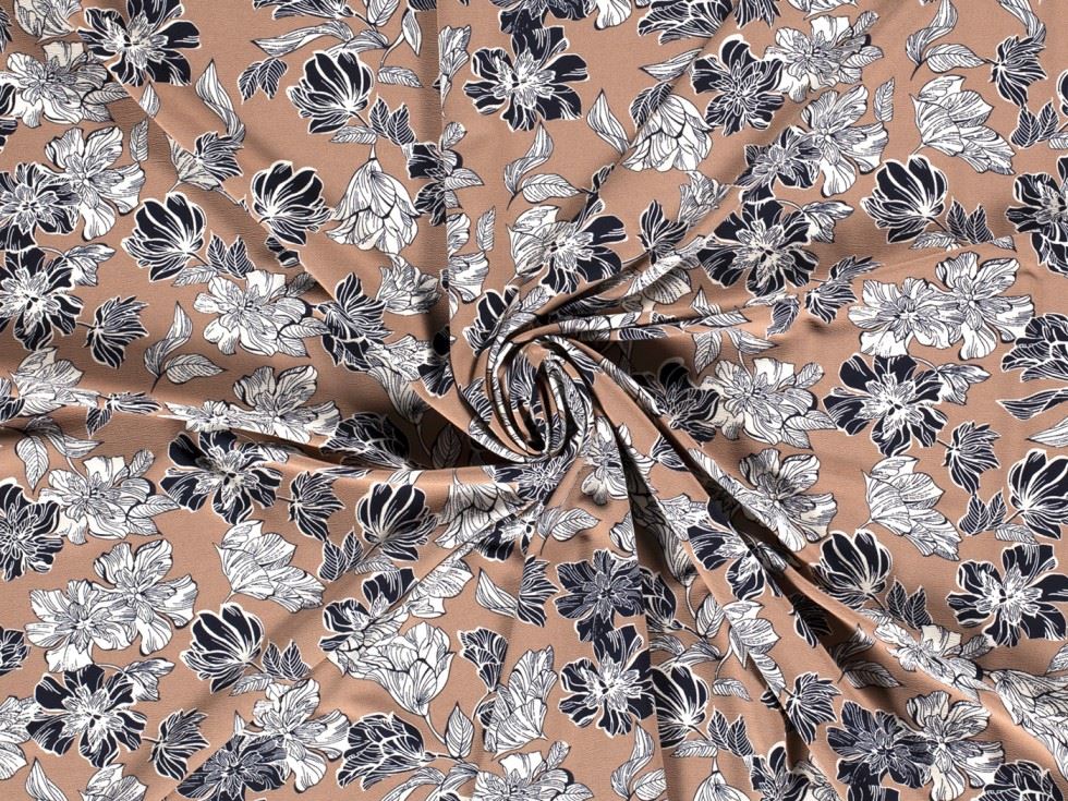 Stretch Woven Polyester Crepe Fabric Camel