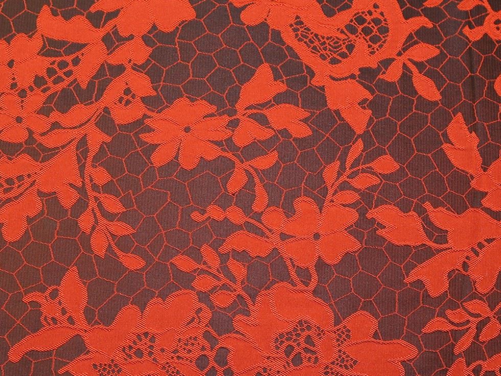 Orange Deadstock Woven Brocade Fabric