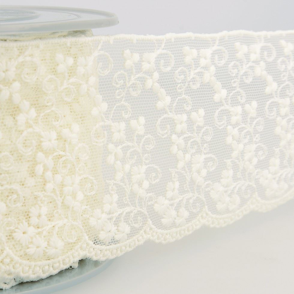 Stephanoise Ivory Embroidery Tulle Lace Trim