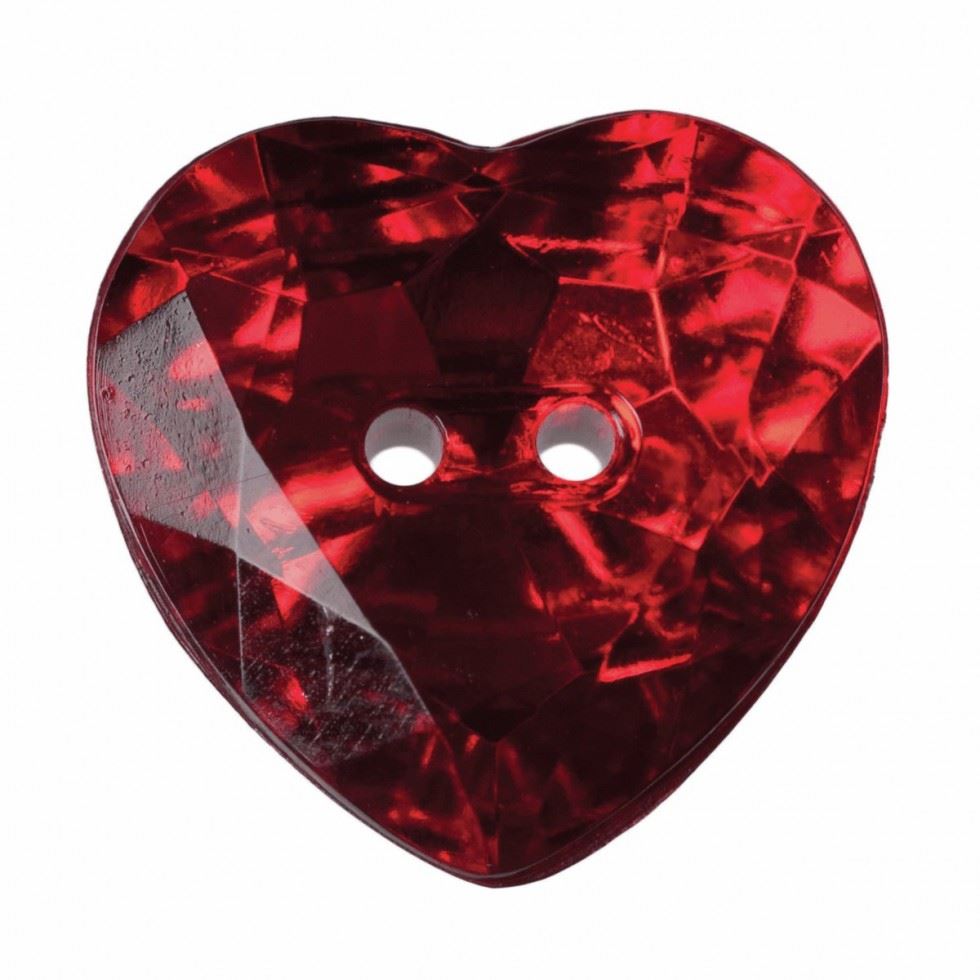 Hemline Red Heart Faceted Buttons