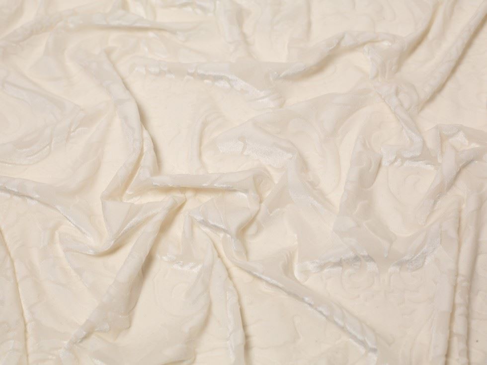 Minerva Core Range Puccini Burn Out Velvet Stretch Knit Fabric Ivory
 