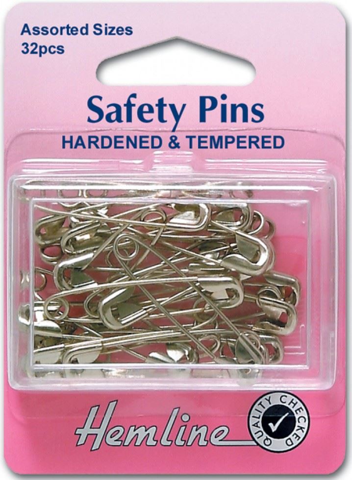 Hemline Nickel/Silver Safety Pins