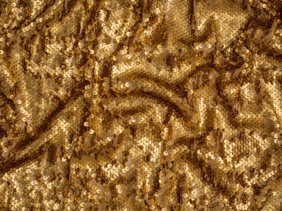 Minerva Core Range Gold Hologram Sequin Mesh Fabric