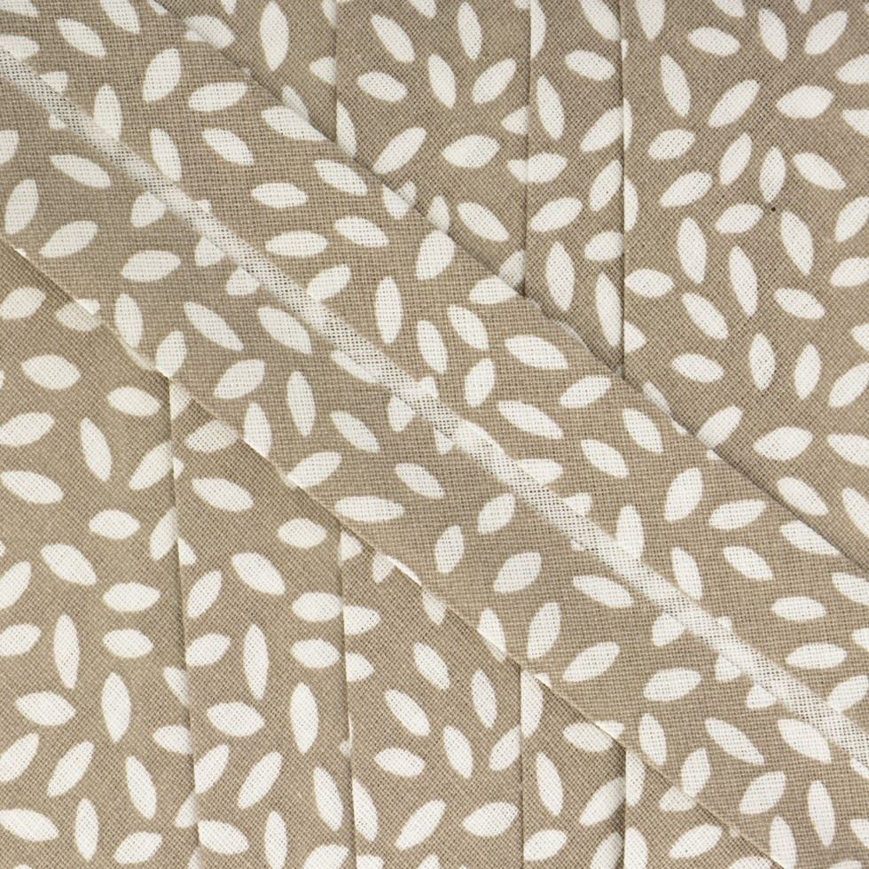 Stephanoise Leaves Bias Binding Tape Taupe